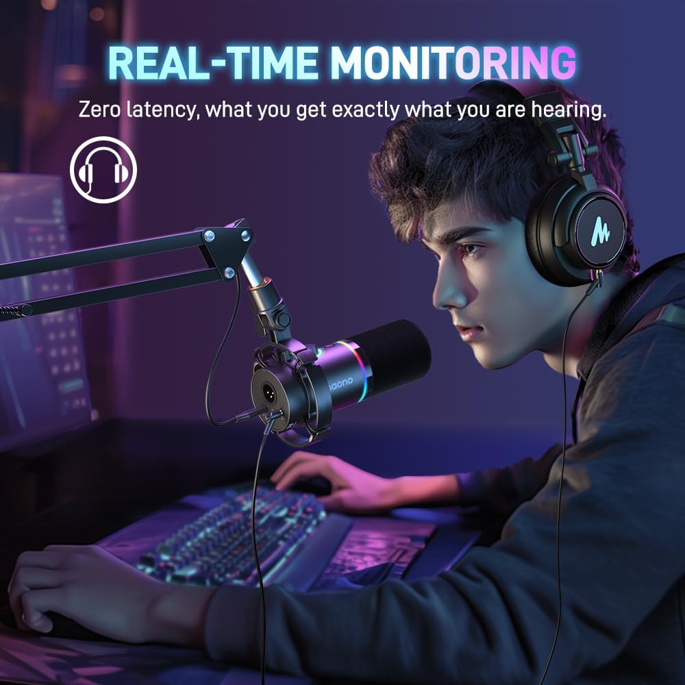 Maonocaster PD200X USB/XLR Dynamic Gaming RGB Microphone - Black Maonocaster PD200X USB/XLR Dynamic Gaming RGB Microphone - Black